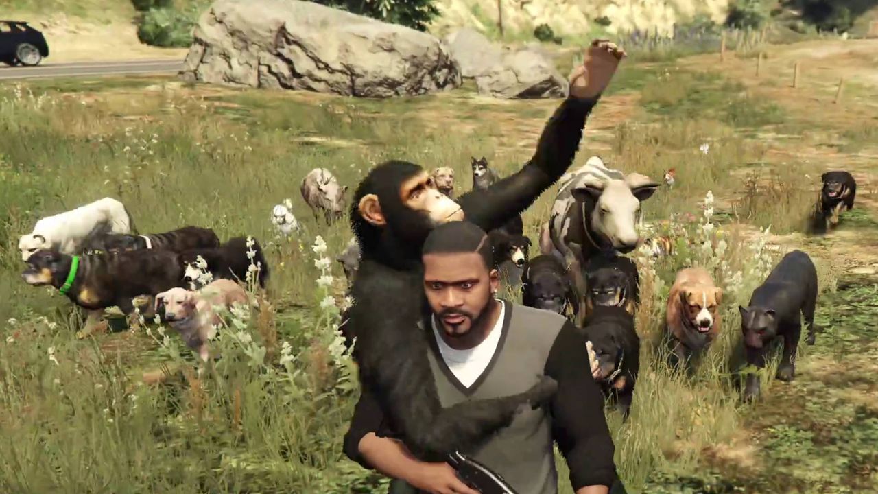 Би Grand Theft Auto 5-д олон нохой, хэд хэдэн үхэр, 2 хун, нэг шимпанзе нэмсэн бөгөөд тэд бүгд миний найзууд